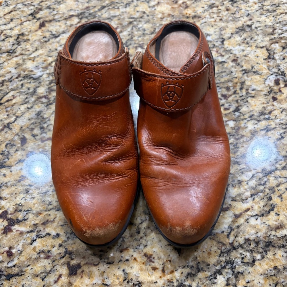 Ariat Womens Brown Leather Convertible Strap Clogs Mules Size 9.5 B